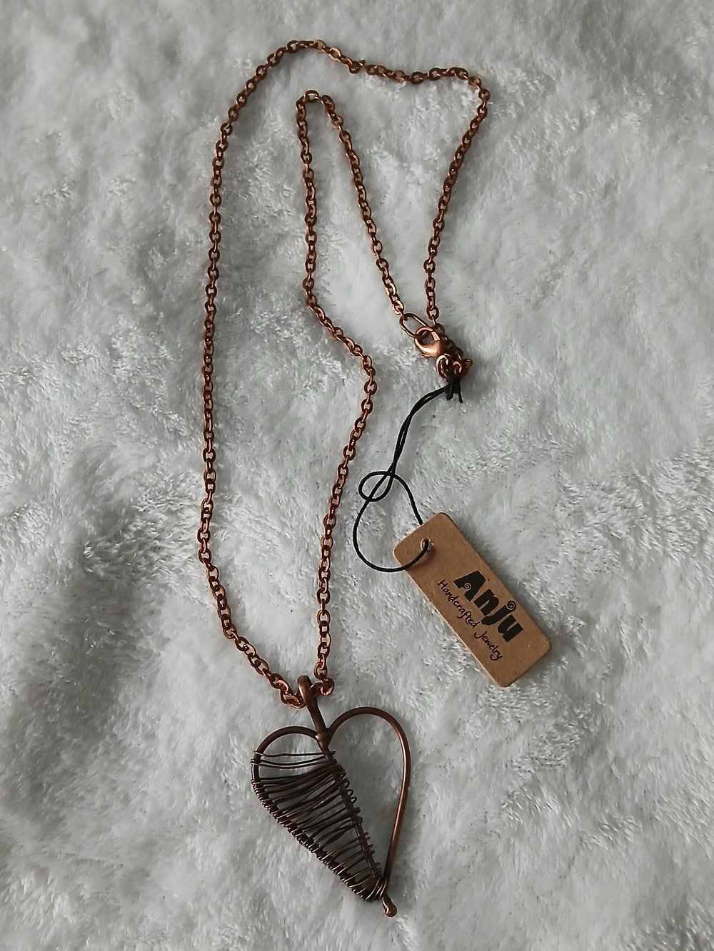 Anju Handcrafted Copper Heart Wire-Wrapped Necklace - NWT